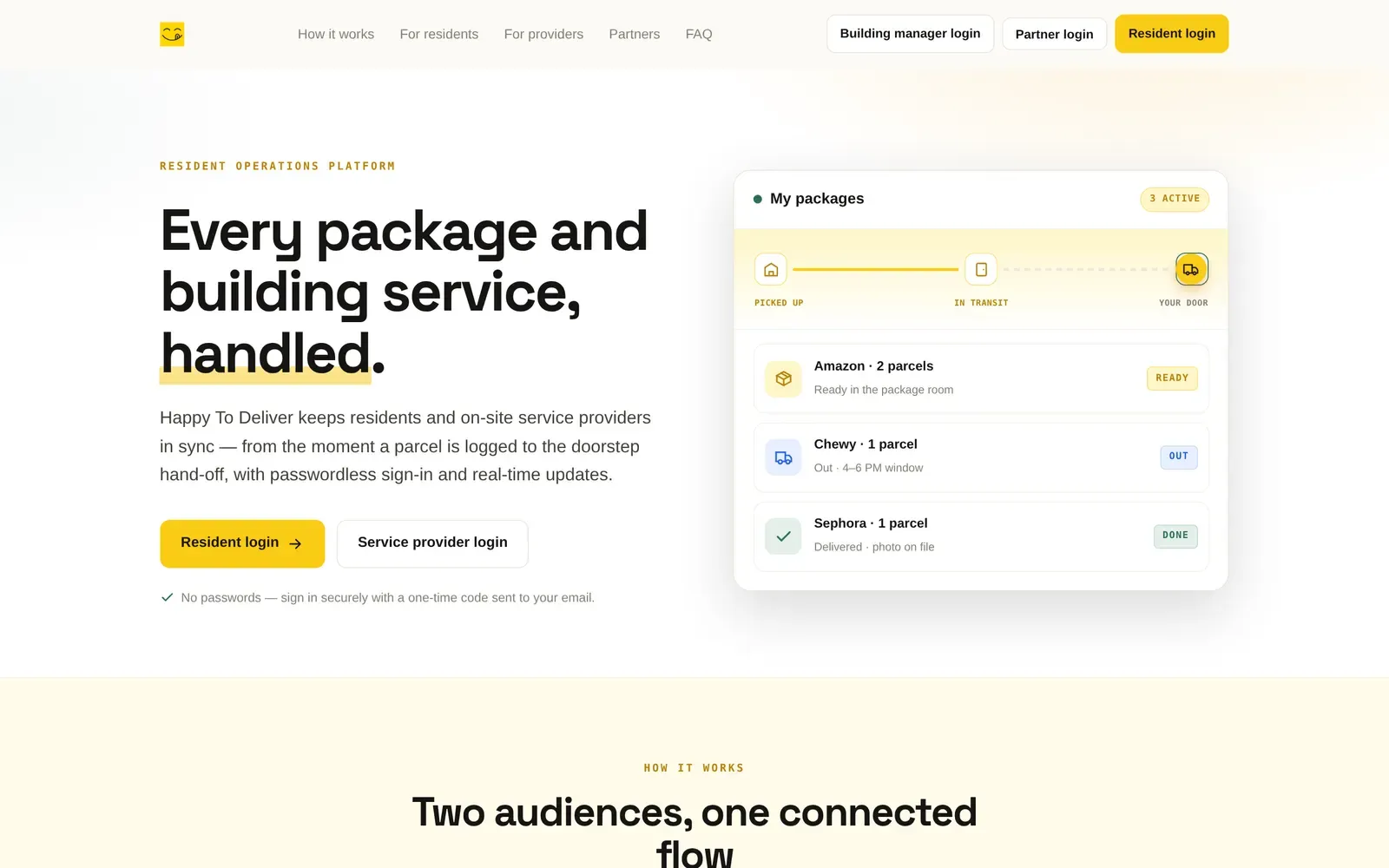Happy To Deliver platform website